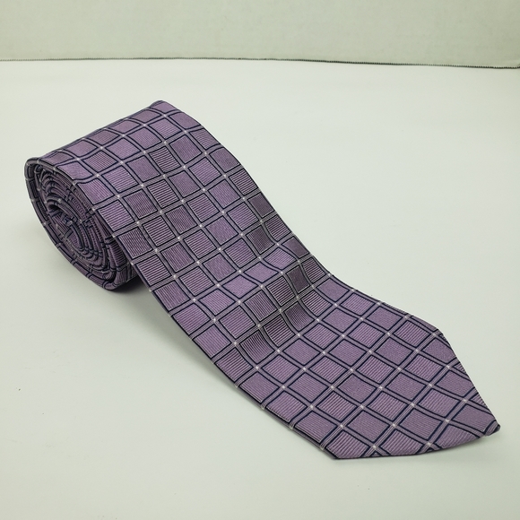 Brooks Brothers Pure Silk Grid Purple Tie - Picture 2 of 6